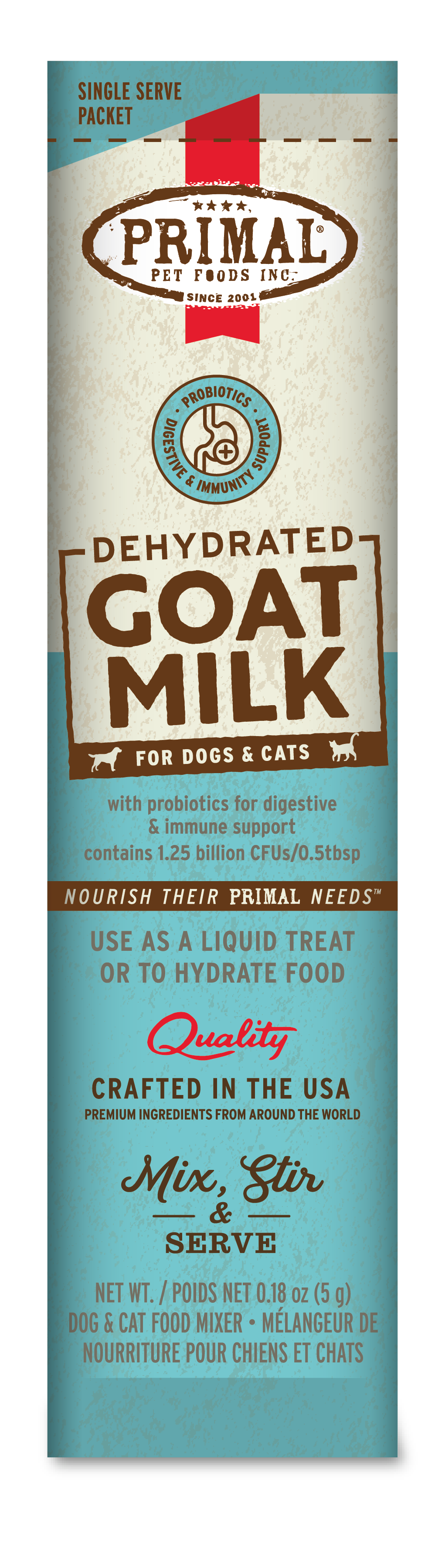 Primal Dog & Cat Dehydrated Goat Milk with Probiotics 1.8oz (10 Sachets)