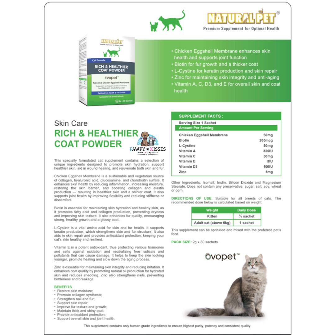 Natural Pet Cat Formula Rich & Healthier Coat Powder 2g x 30 Sachets