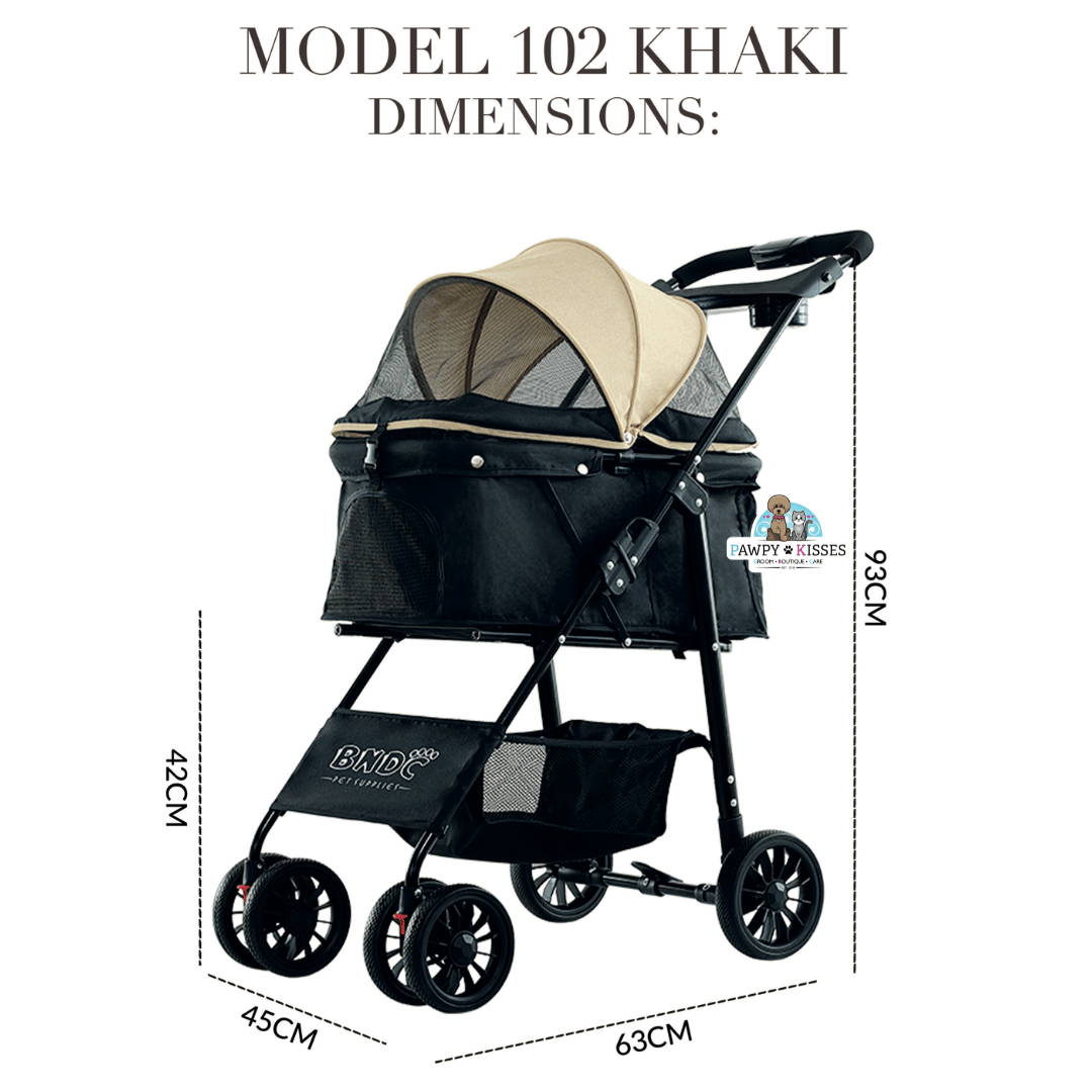 BNDC Pet Stroller 102 (Khaki) For Dogs & Cats For Less Than 10kg