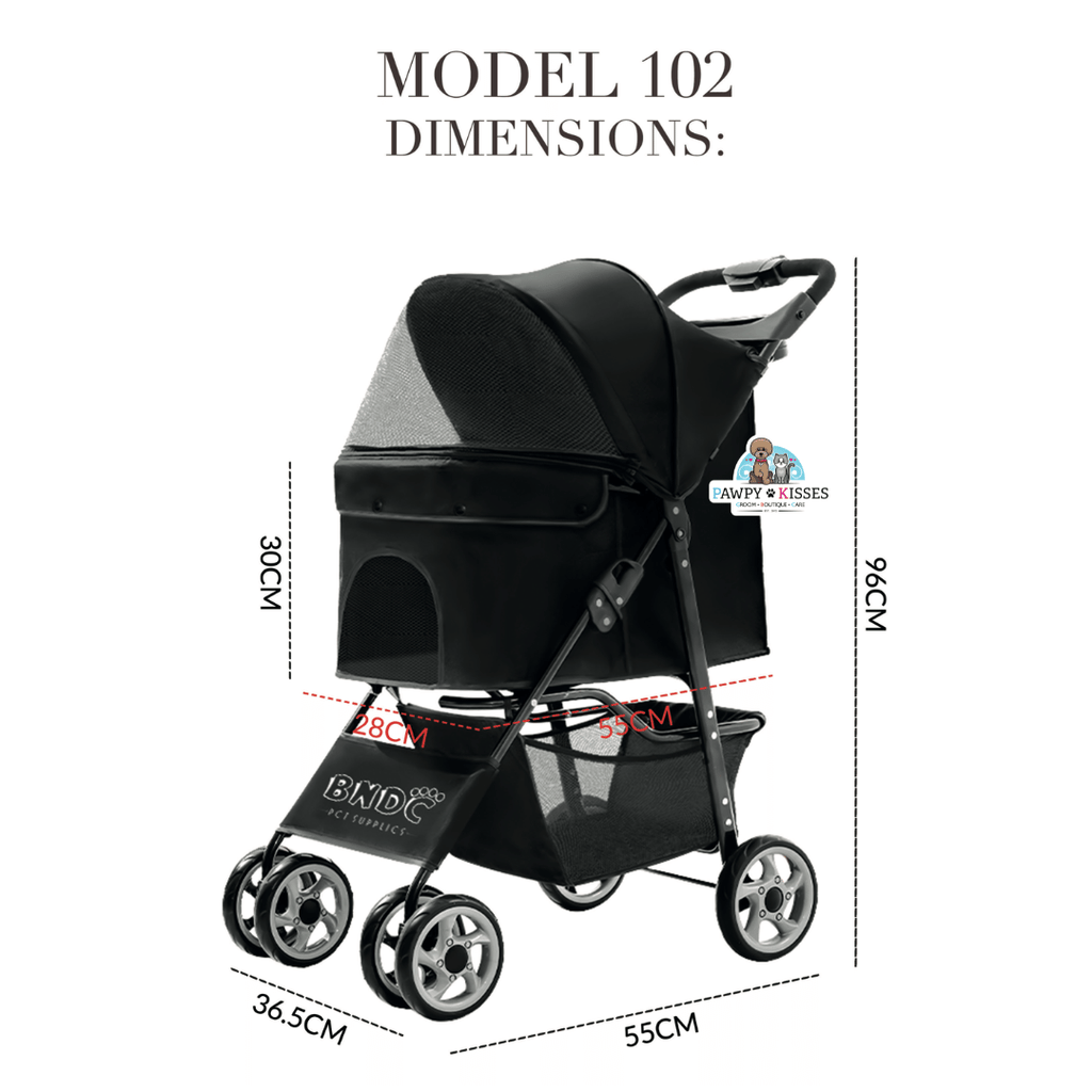 BNDC Pet Stroller 102 (Black) For Dogs & Cats Below 5kg