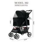 BNDC Pet Stroller 102 (Black) For Dogs & Cats Below 5kg