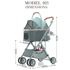 BNDC Pet Stroller 103 (Mint Green) For Dogs & Cats