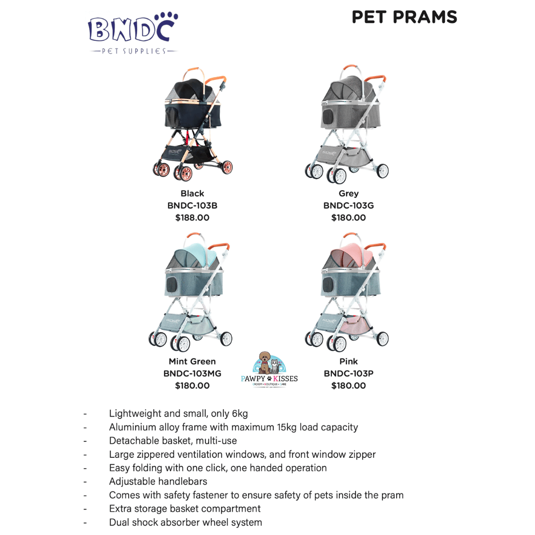 BNDC Pet Stroller 103 (Grey) For Dogs & Cats