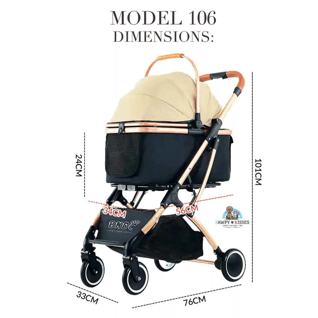 BNDC Pet Stroller 106 (Khaki) For Dogs & Cats