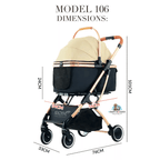 BNDC Pet Stroller 106 (Khaki) For Dogs & Cats