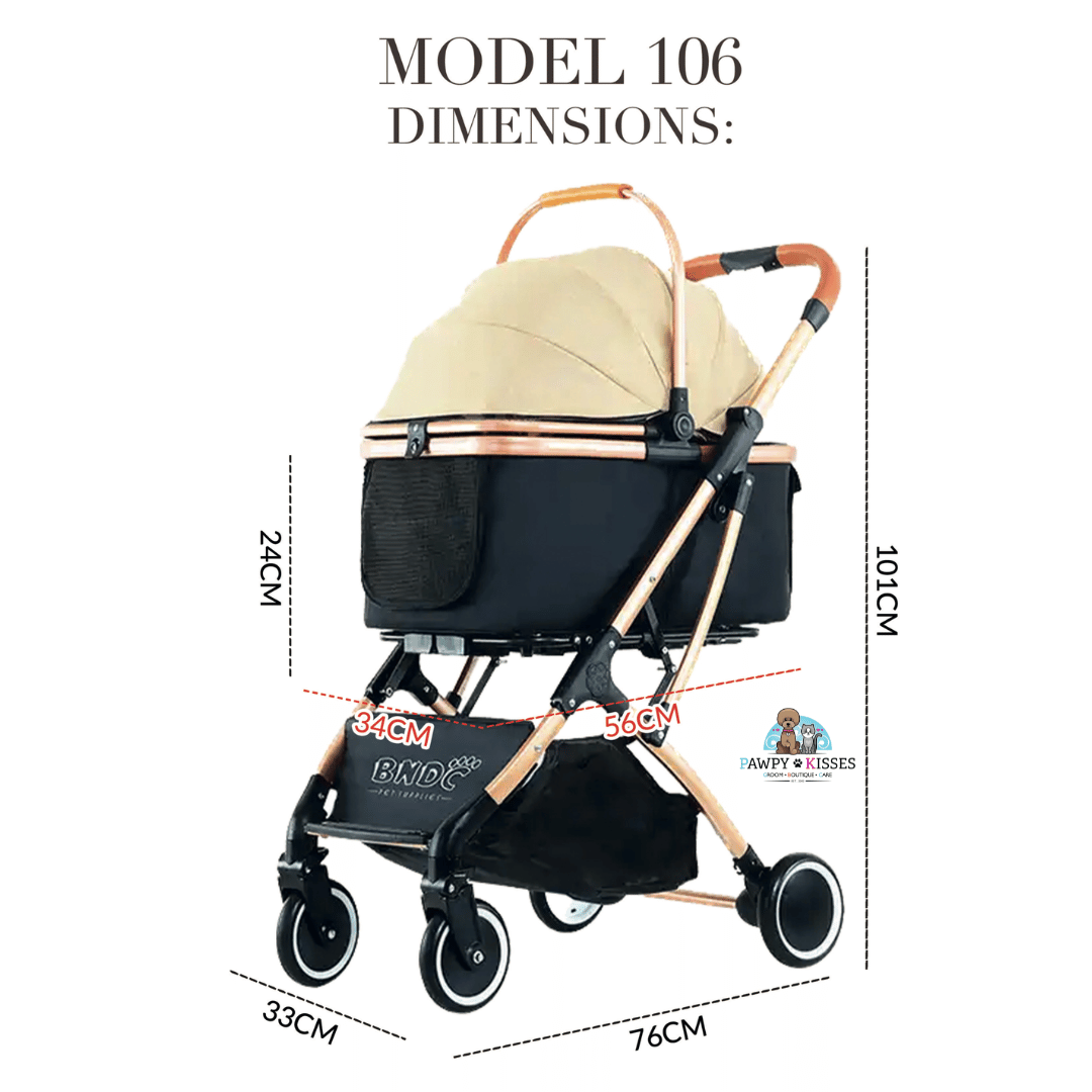 BNDC Pet Stroller 106 (Khaki) For Dogs & Cats
