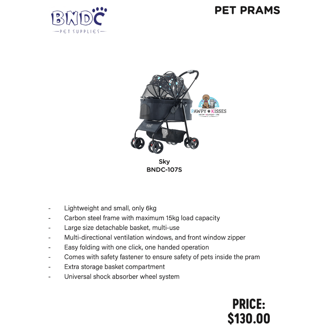 BNDC Pet Stroller 107 (Sky) For Dogs & Cats