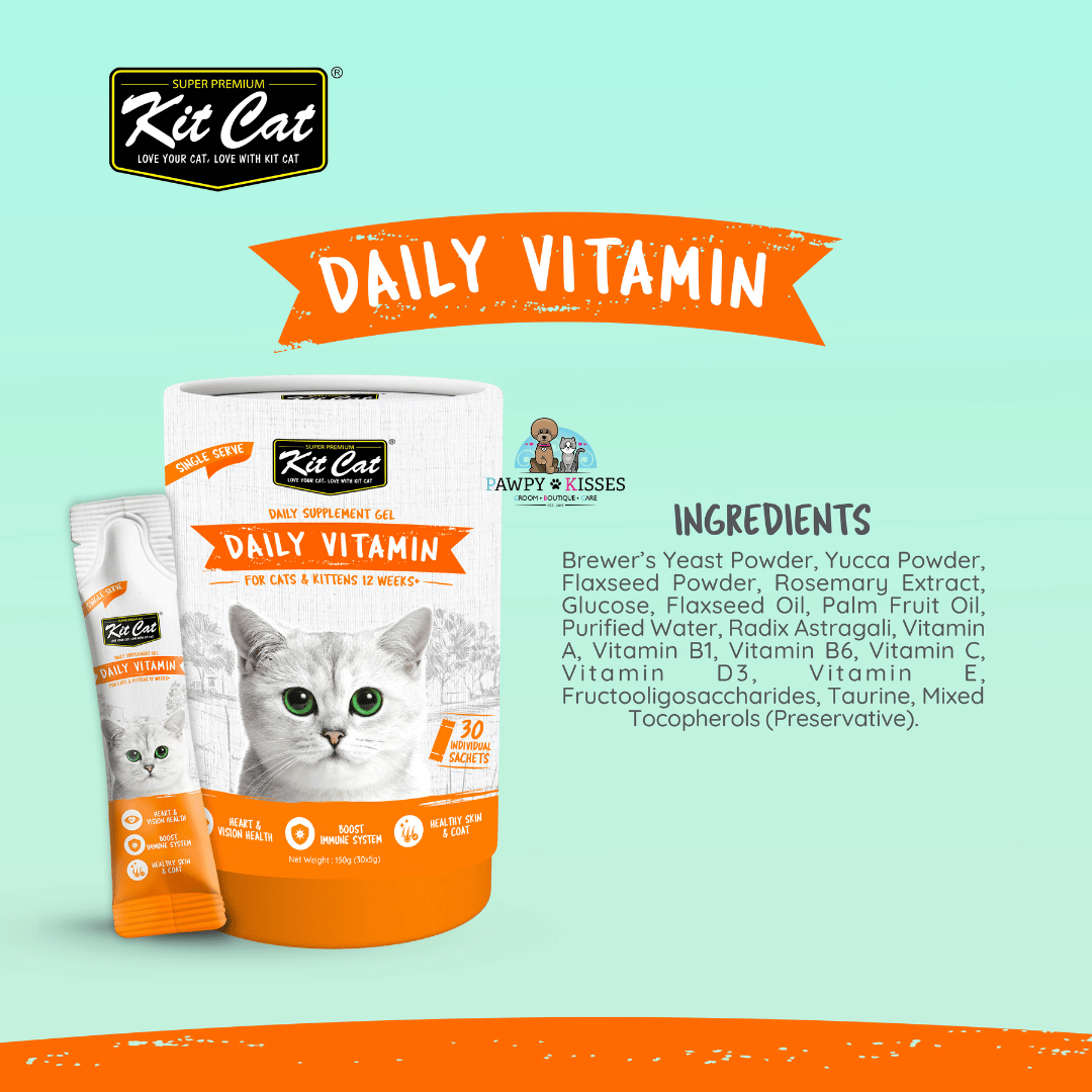 (30% OFF) Kit Cat Daily Nutritional Supplement Gel For Cats & Kittens - Daily Vitamin (Tub) | (5g x 30 sticks)
