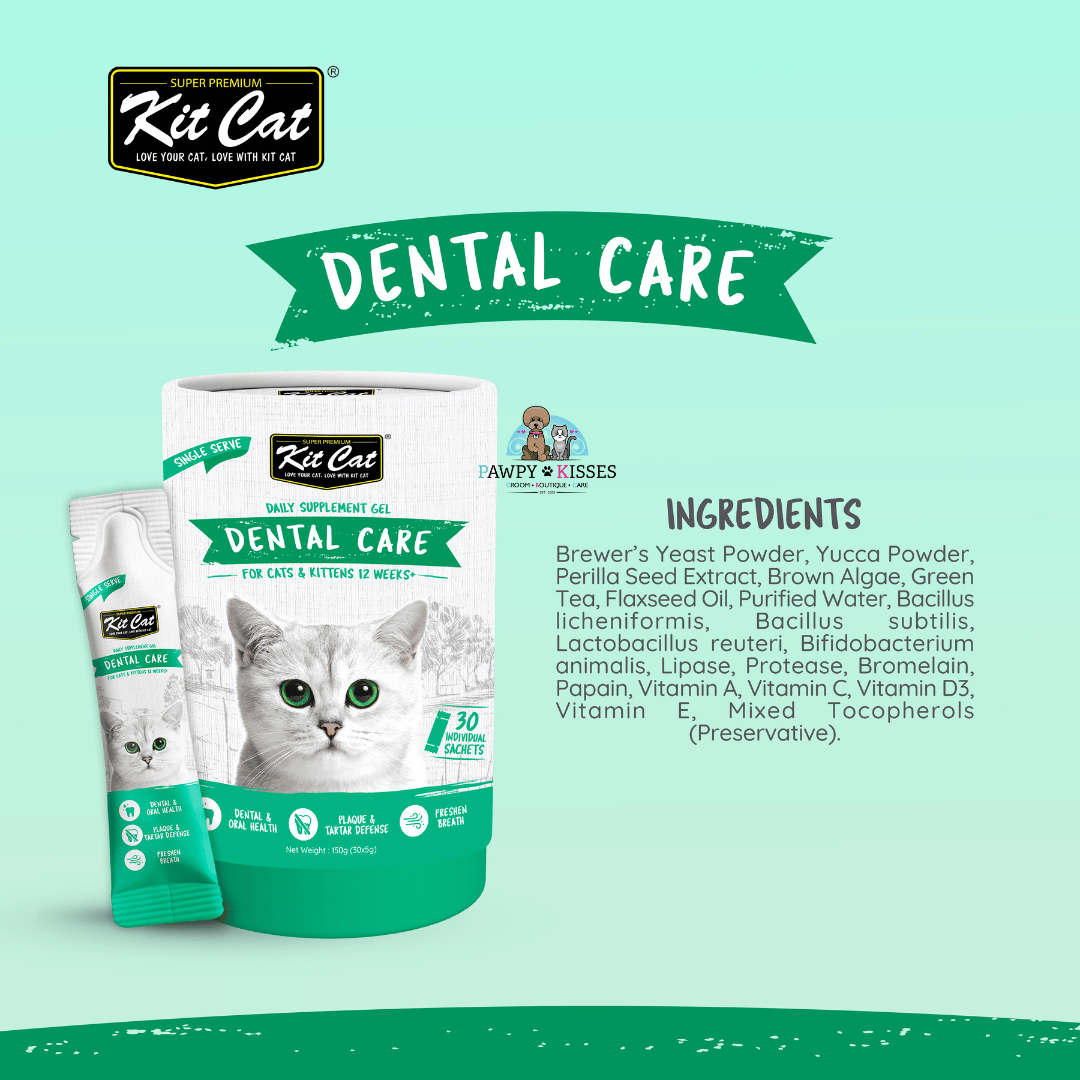(30% OFF)Kit Cat Daily Nutritional Supplement Gel For Cats & Kittens - Dental Care (Tub) | (5g x 30 sticks)
