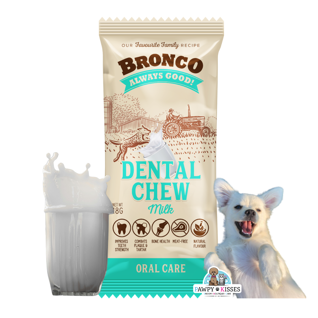 Bronco Dental Chew Milk 18g For Dogs ( Single Pack / Carton)