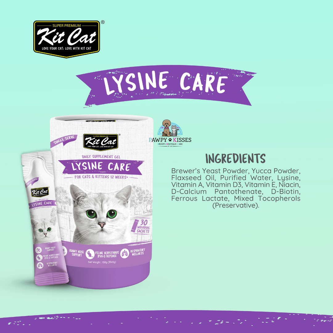 (30% OFF)Kit Cat Daily Nutritional Supplement Gel For Cats & Kittens - Lysine Care (Tub) | (5g x 30 sticks)