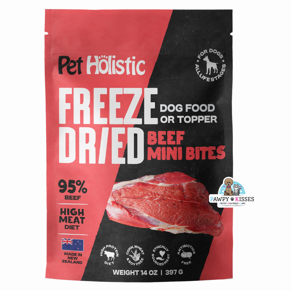 Pet Holistic Freeze Dried Beef Mini Bites dog food or topper 397g/14oz