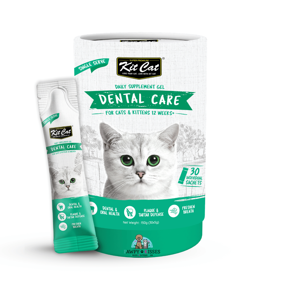 (30% OFF)Kit Cat Daily Nutritional Supplement Gel For Cats & Kittens - Dental Care (Tub) | (5g x 30 sticks)