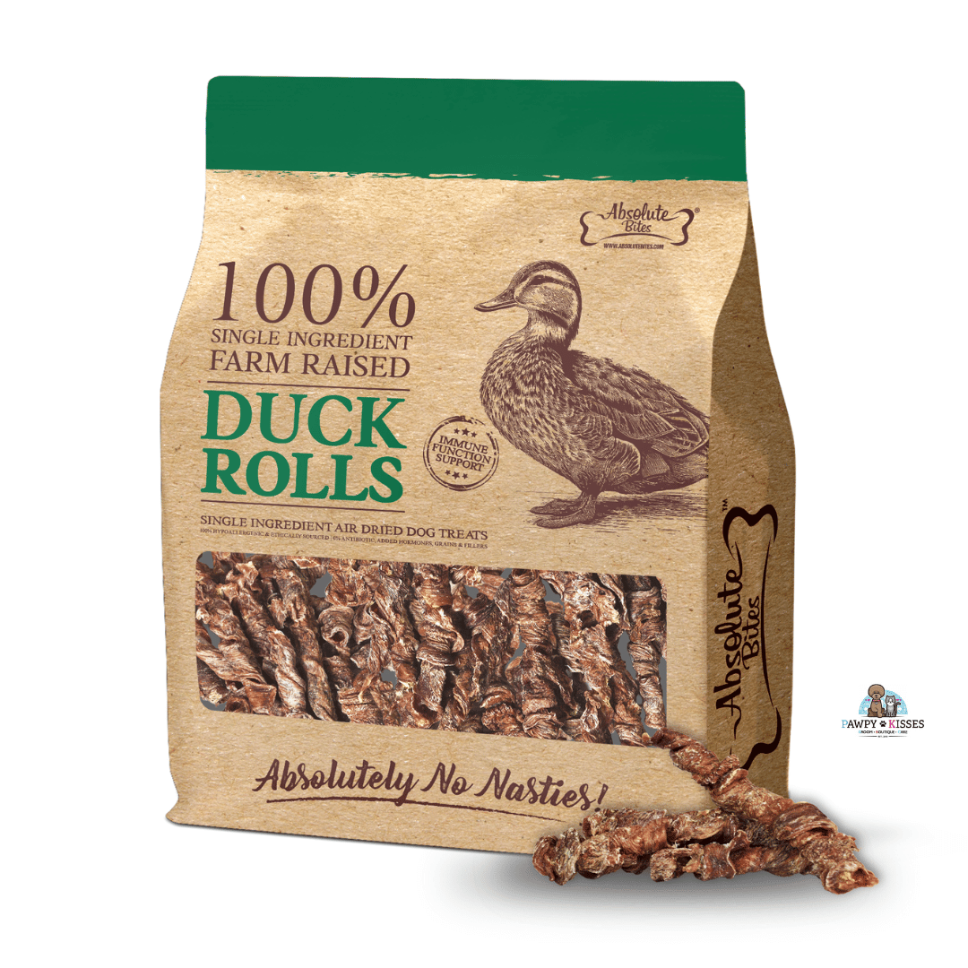 Absolute Bites Single Ingredient Air Dried Treats for Dogs - Duck Rolls (300g) *NEW*