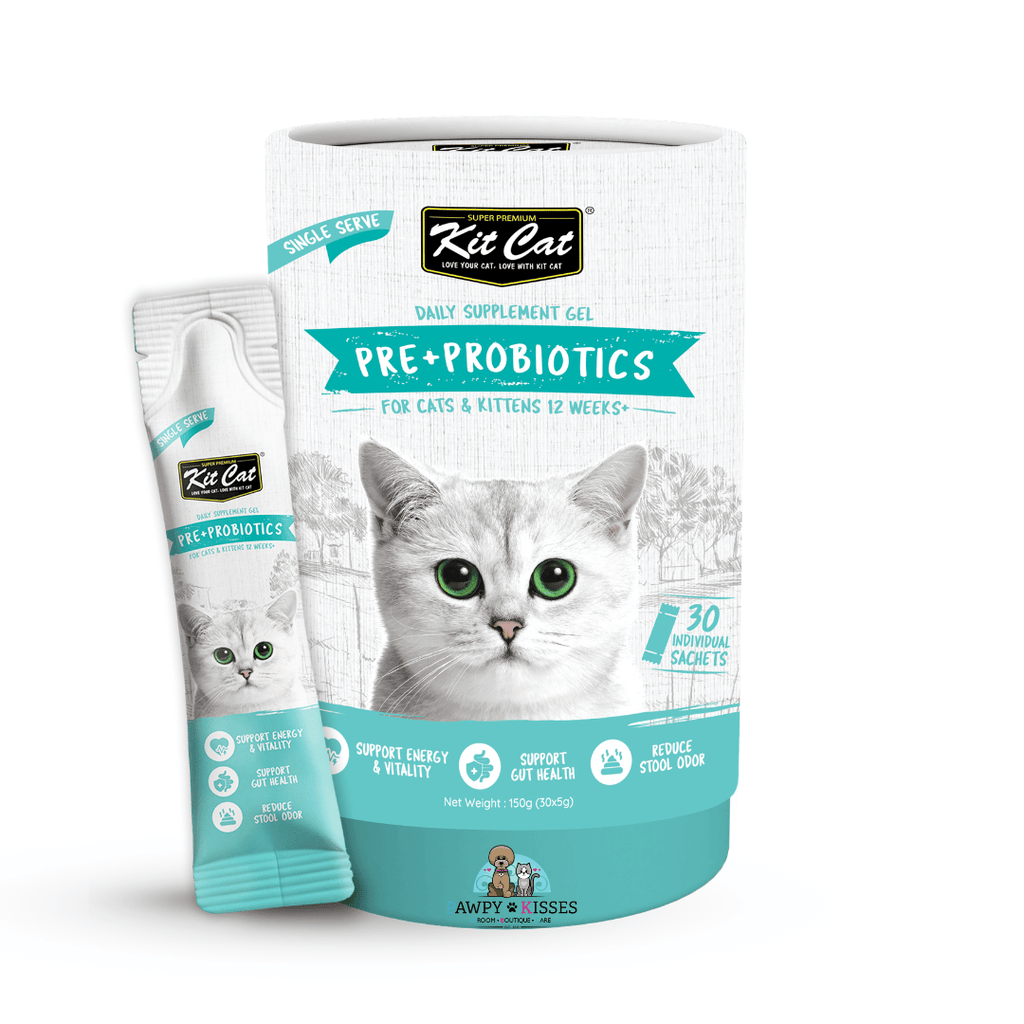 (30% OFF) Kit Cat Daily Nutritional Supplement Gel For Cats & Kittens - Pre+Probiotic Care (Tub) | (5g x 30 sticks)