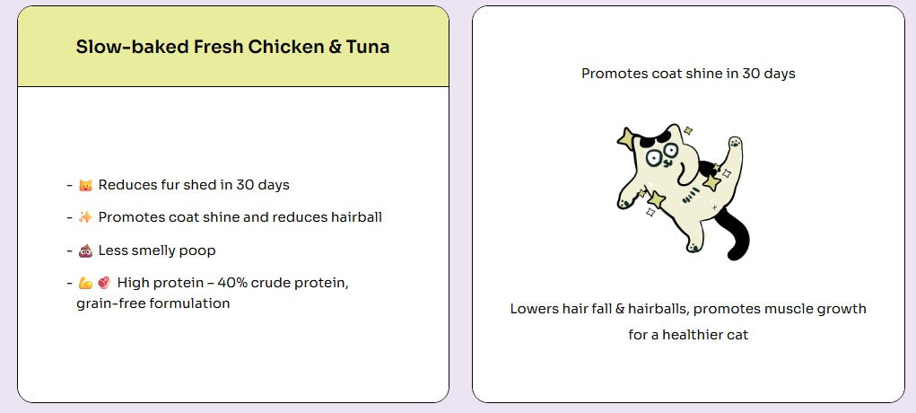 [10% OFF] Notti Slow-Baked Fresh Chicken & Tuna Super Premium Cat Food 1.5kg/4.8kg