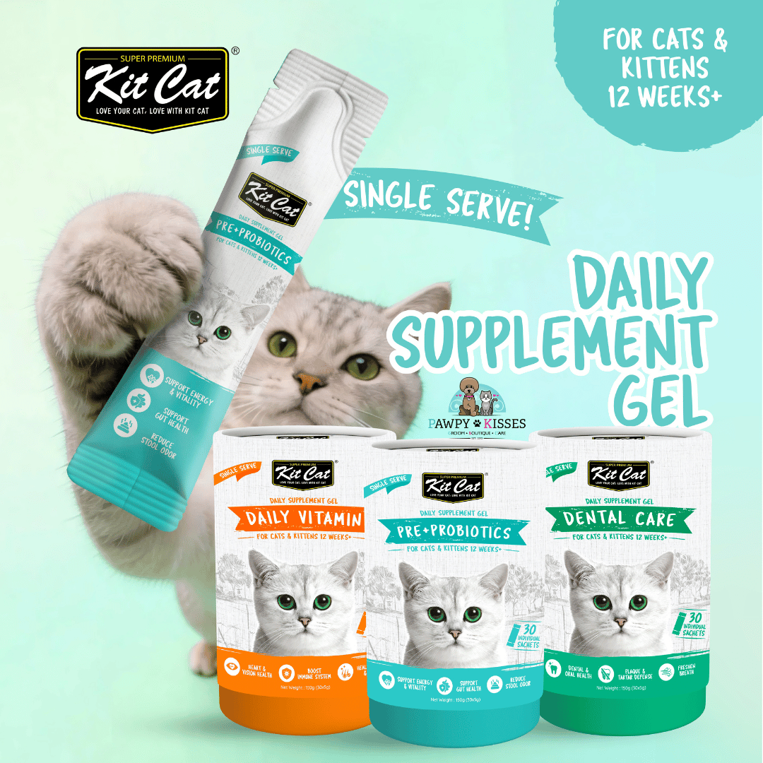 Kit Cat Daily Nutritional Supplement Gel For Cats & Kittens (Tub) | (5g x 30 sticks) I 5 Types Of Functions