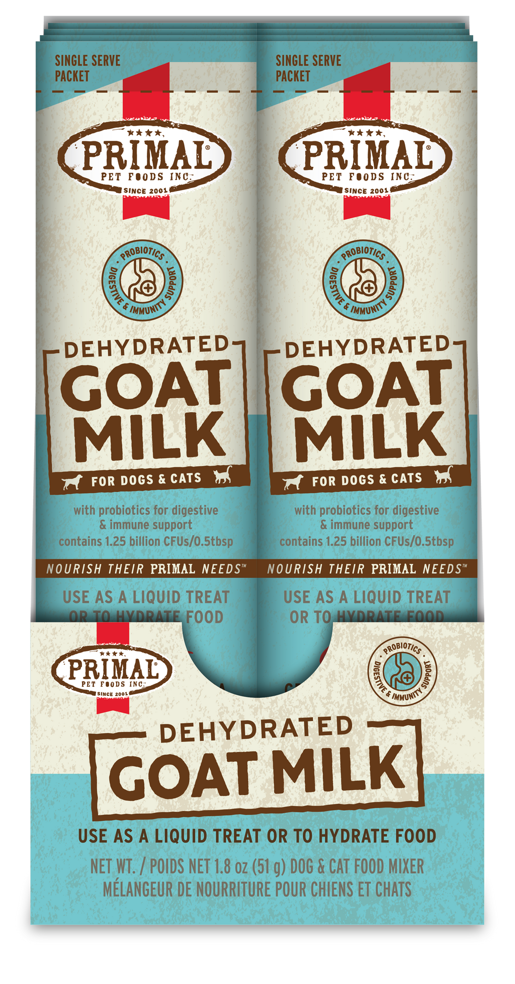 Primal Dog & Cat Dehydrated Goat Milk with Probiotics 1.8oz (10 Sachets)