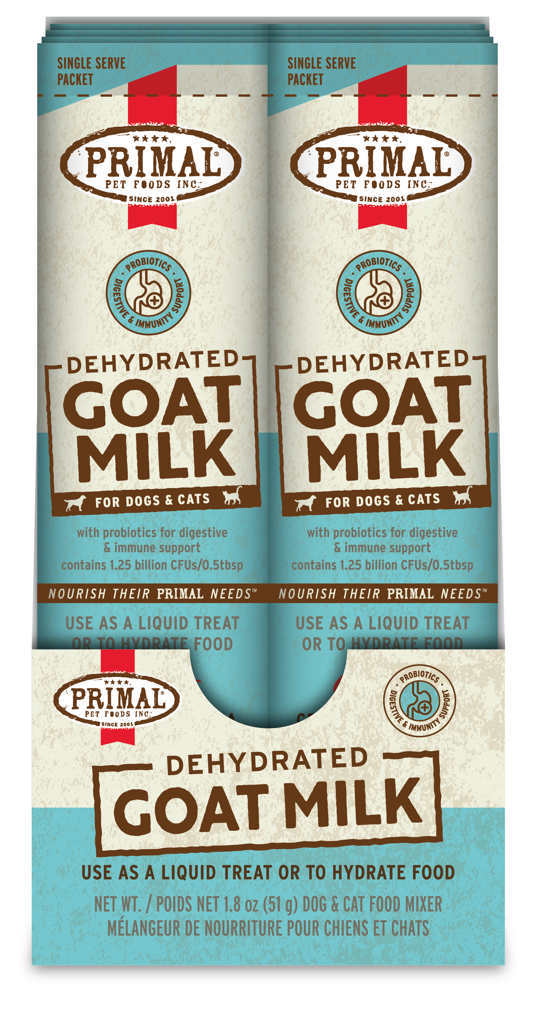 Primal Dog & Cat Dehydrated Goat Milk with Probiotics 1.8oz (10 Sachets)