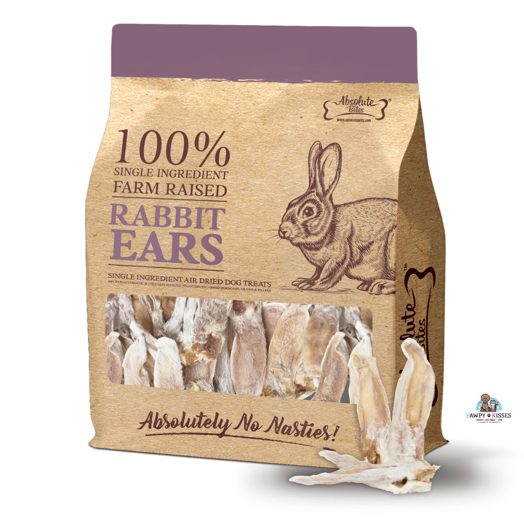 Absolute Bites Single Ingredient Air Dried Treats for Dogs - Rabbit Ears (300g) *NEW*