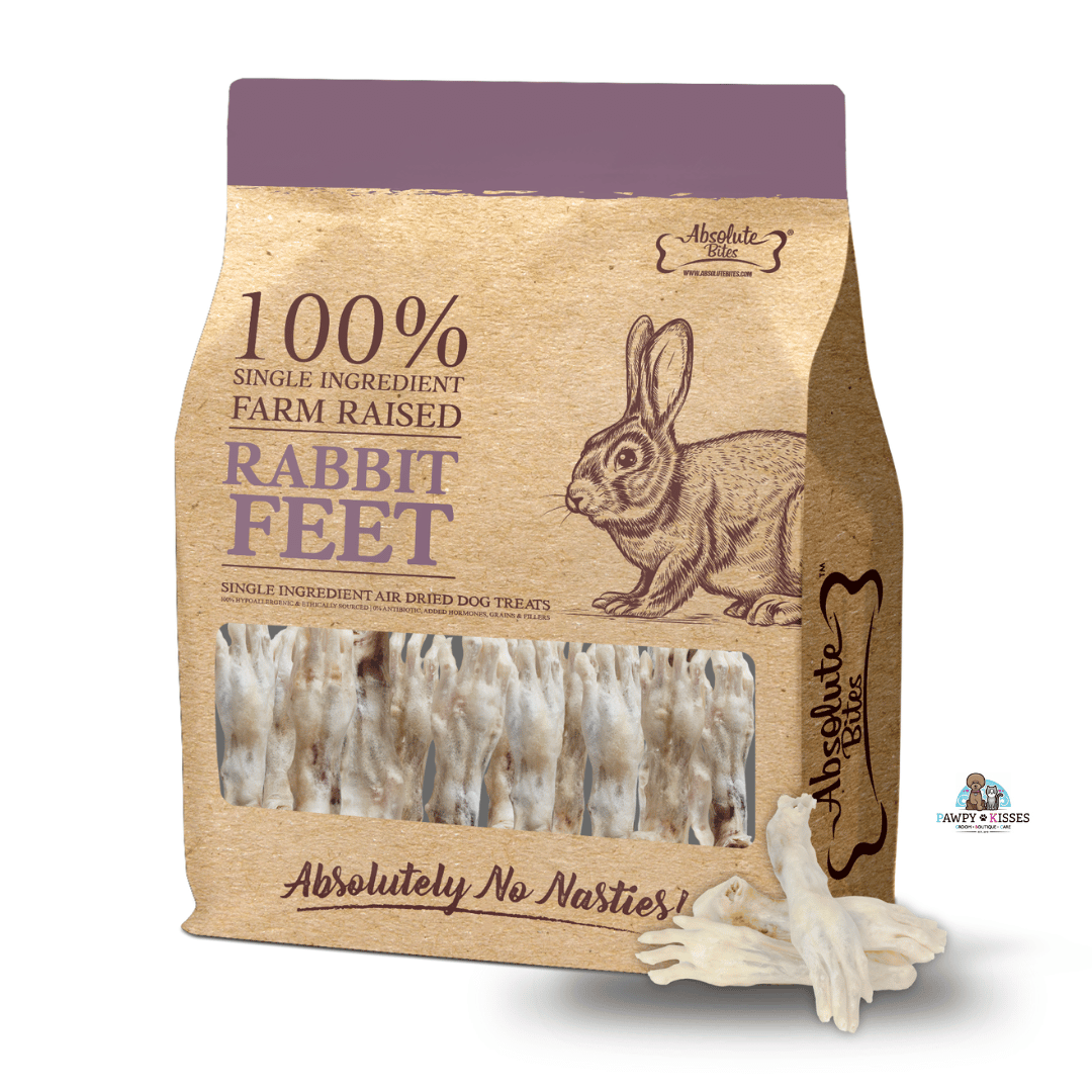Absolute Bites Single Ingredient Air Dried Treats for Dogs - Rabbit Feet (500g) *NEW*