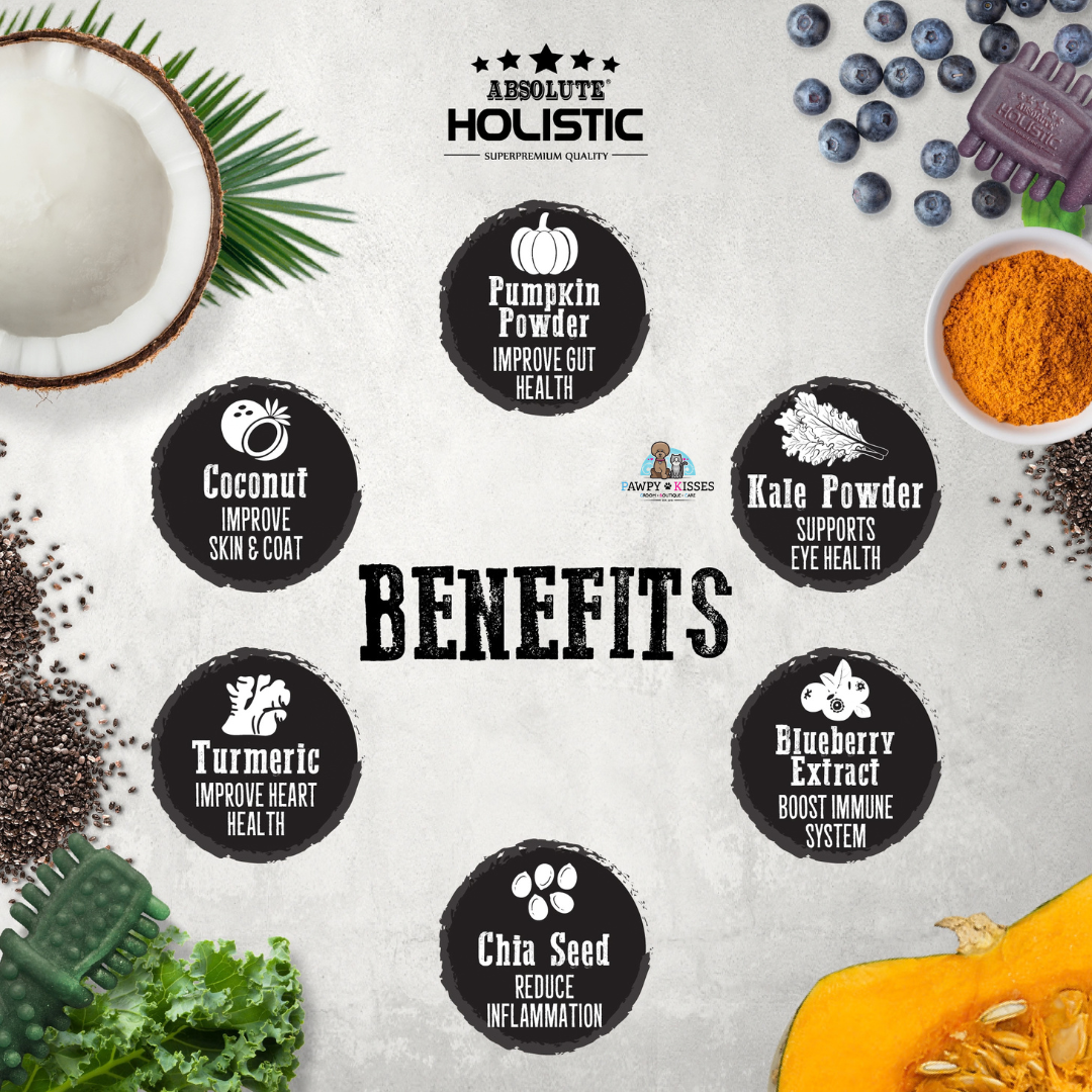 Absolute Holistic BOOST! Dental Chew for Dogs - Blueberry (160g) | 18PCS [PETITE SIZE]