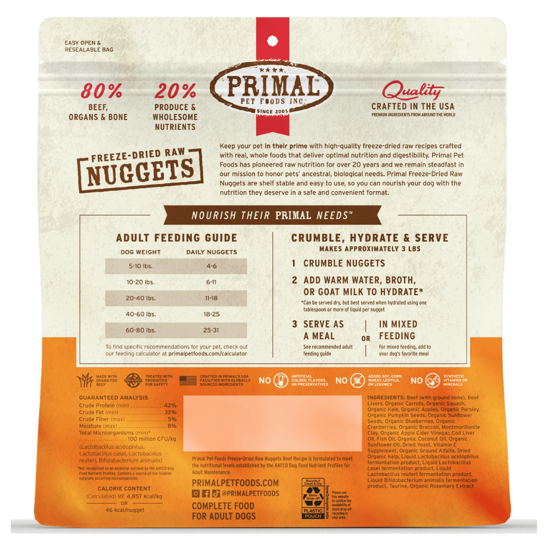 Primal Dog Freeze Dried Raw Nuggets Beef 14oz