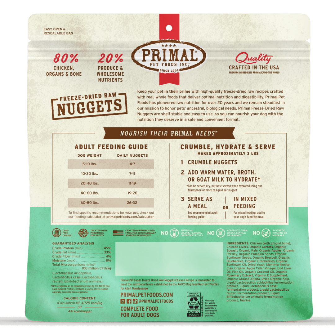 Primal Dog Freeze Dried Raw Nuggets Chicken 14oz