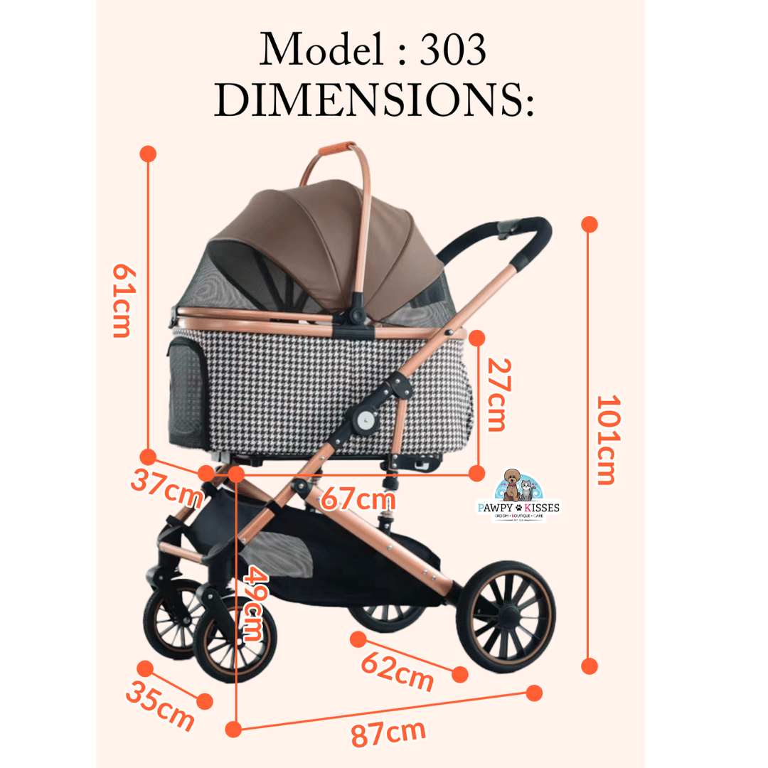 BNDC Pet Stroller 303L (Coffee) For Dogs & Cats