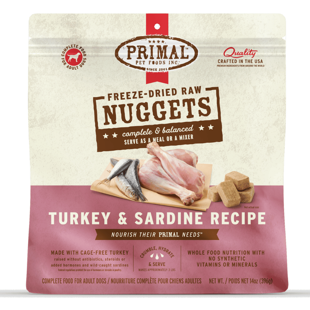 Primal Dog Freeze Dried Raw Nuggets Turkey &  Sardine 14oz