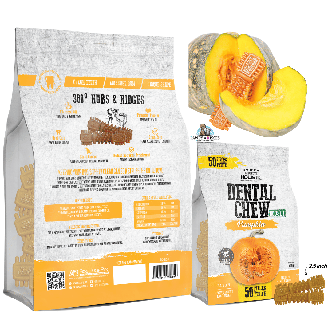 Absolute Holistic Boost! Pumpkin Dog Dental Chew Jumbo Pack 450g (Petite - 50PCS)