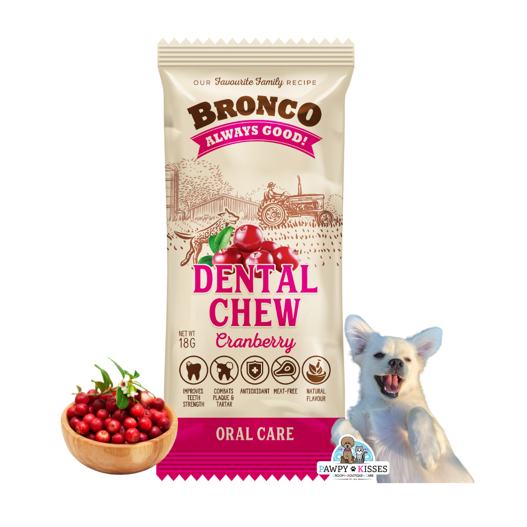 Bronco Dental Chew Cranberry 18g For Dogs (Single Pack/Carton)