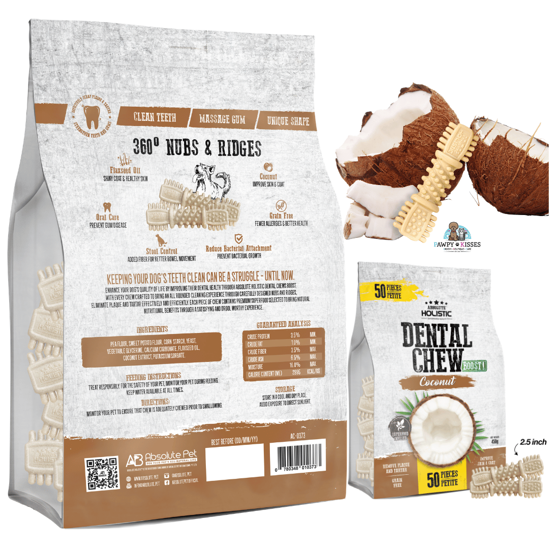 Absolute Holistic Boost! Coconut Dog Dental Chew Jumbo Pack 450g (Petite - 50PCS)