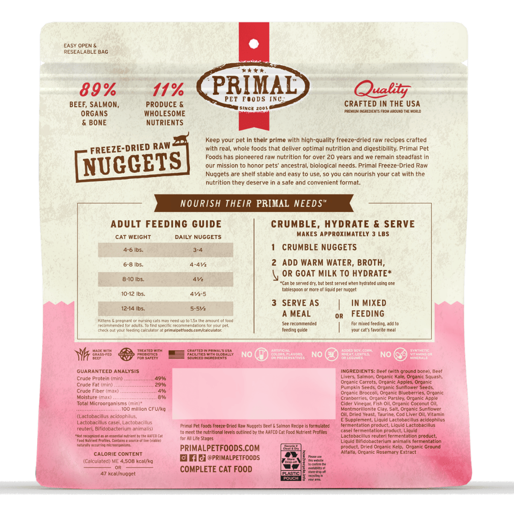 Primal Cat Freeze Dried Raw Nuggets Beef & Salmon 14oz