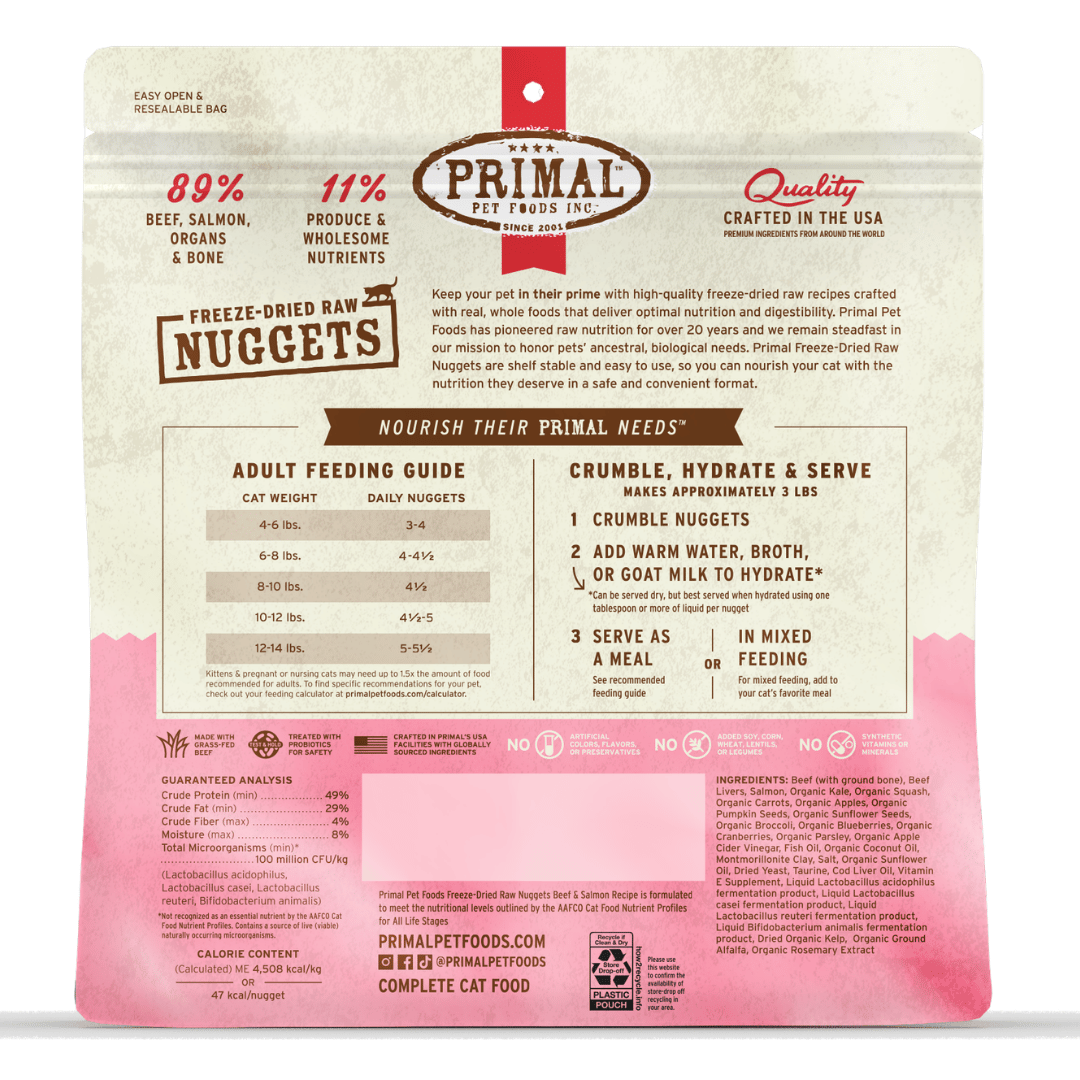 Primal Cat Freeze Dried Raw Nuggets Beef & Salmon 14oz