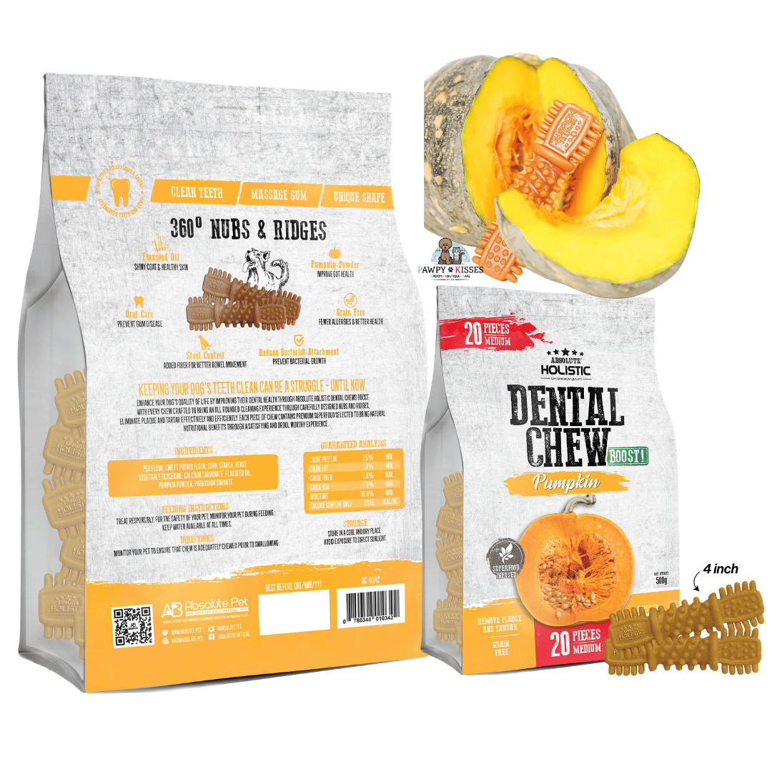 Absolute Holistic Boost! Pumpkin Dog Dental Chew Jumbo Pack 500g (Medium 4 Inch - 20PCS)