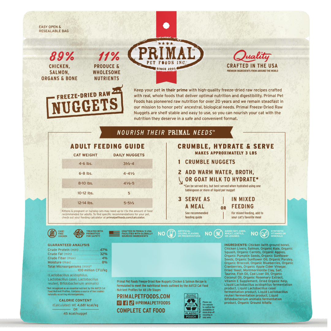 Primal Cat Freeze Dried Raw Nuggets Chicken & Salmon 14oz