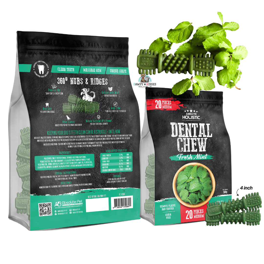 Absolute Holistic Mint Dog Dental Chew Jumbo Pack 500g (Medium 4 Inch - 20PCS)