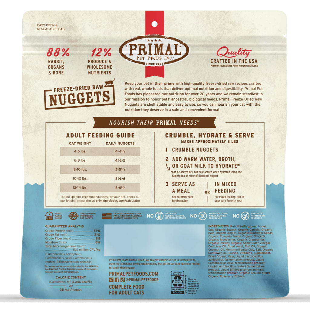 Primal Cat Freeze Dried Raw Nuggets Rabbit 14oz