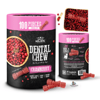 Absolute Holistic Dental Chew Value Tub for Dogs - Cranberry | Petite 2.5 Inch - 100PCS (900G)