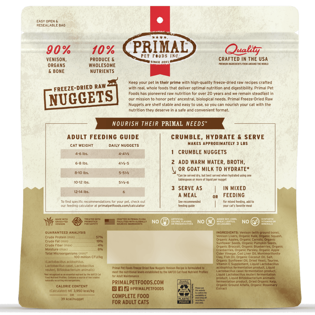 Primal Cat Freeze Dried Raw Nuggets Venison 14oz