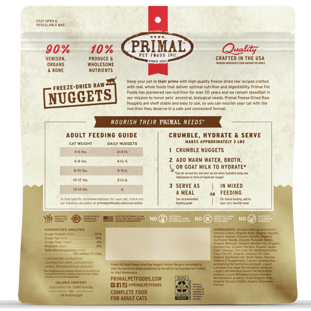 Primal Cat Freeze Dried Raw Nuggets Venison 14oz