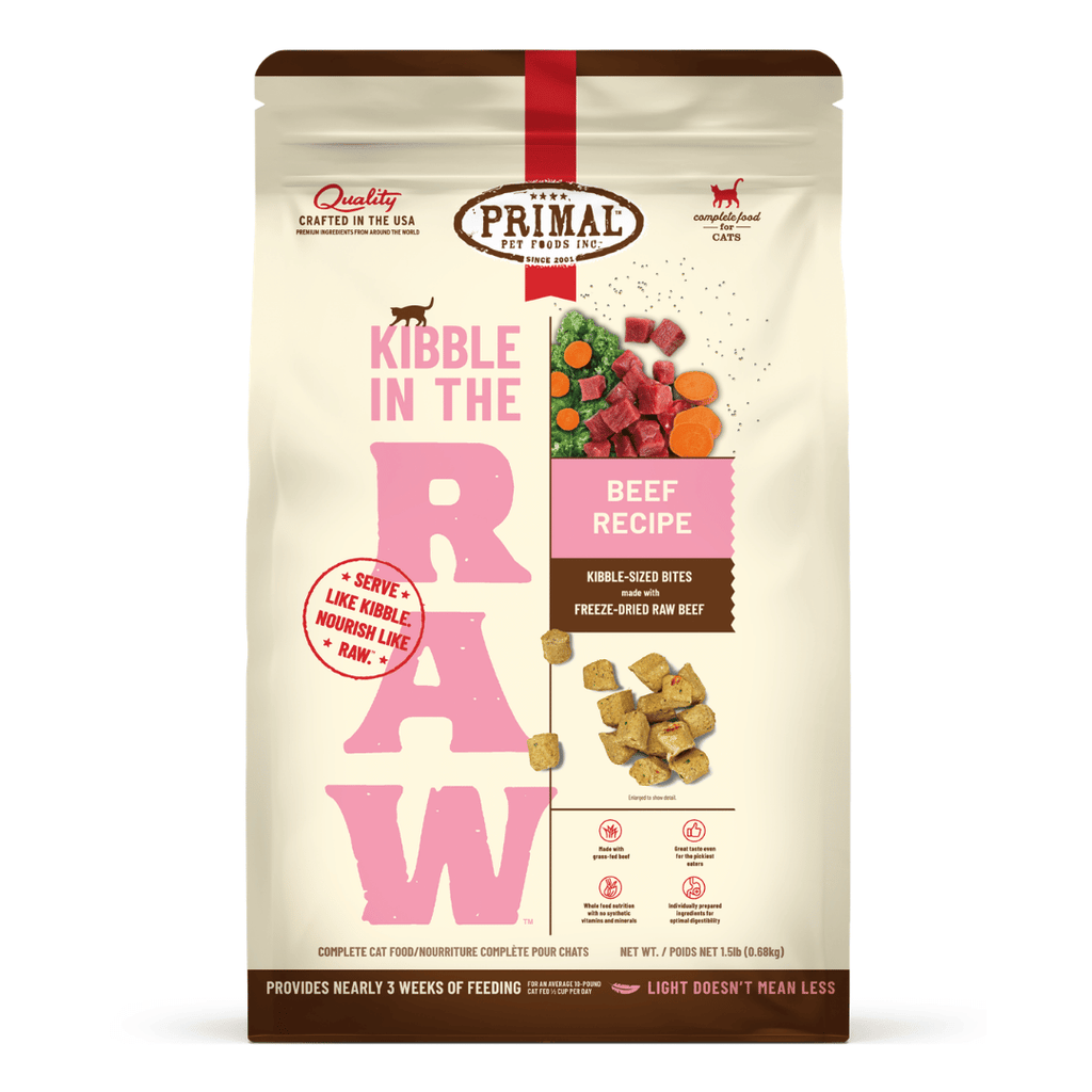Primal Cat Kibble in the Raw Freeze Dried Beef 1.5lbs