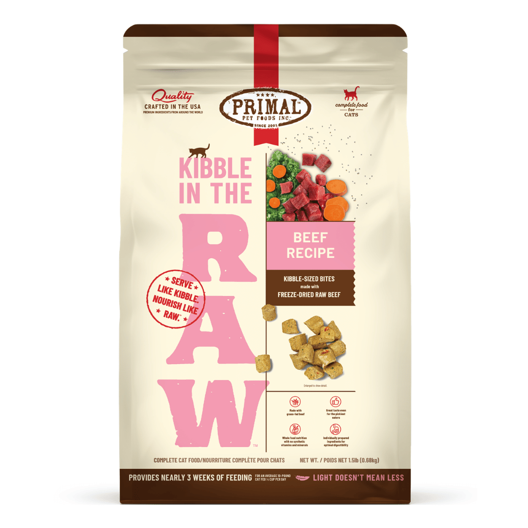 Primal Cat Kibble in the Raw Freeze Dried Beef 1.5lbs