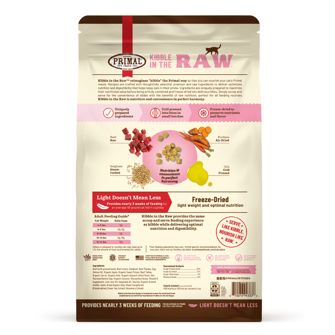 Primal Cat Kibble in the Raw Freeze Dried Beef 1.5lbs
