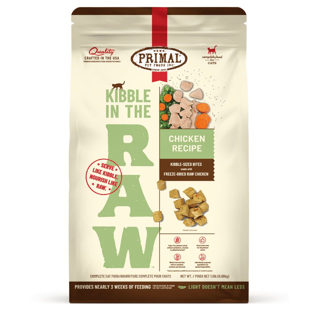 Primal Cat Kibble in the Raw Freeze Dried Chicken 1.5lbs