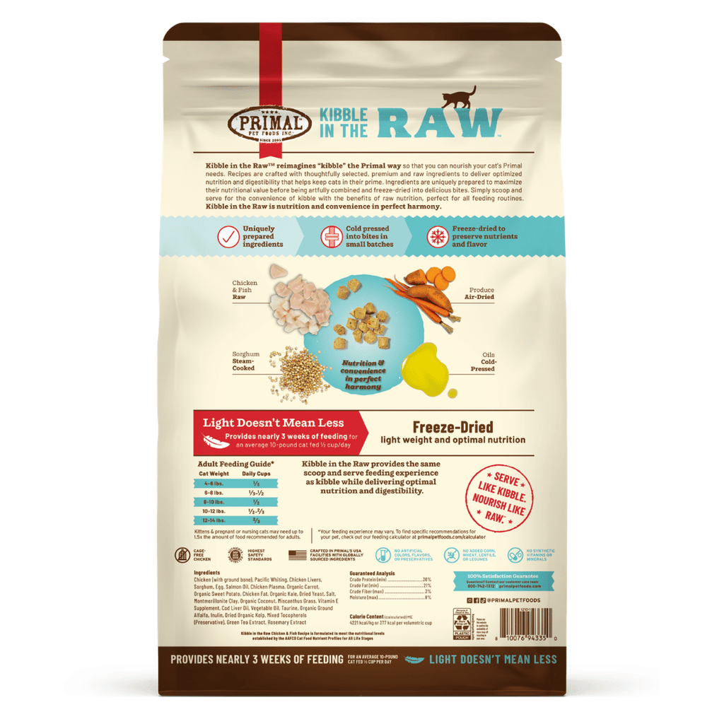 Primal Cat Kibble in the Raw Freeze Dried Chicken & Fish 1.5lbs