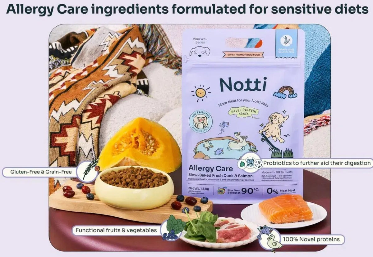 [10% OFF] Notti Allergy Care Slow-Baked Fresh Duck & Salmon (Super Premium Dog Food) 1.5kg/4.8kg