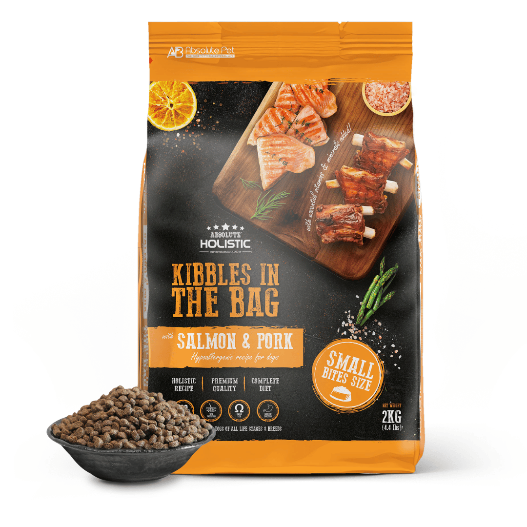 Absolute Holistic Kibbles In The Bag Hypoallergenic Recipe Small Bites Dog Dry Food - Salmon & Pork (2kg/12kg)