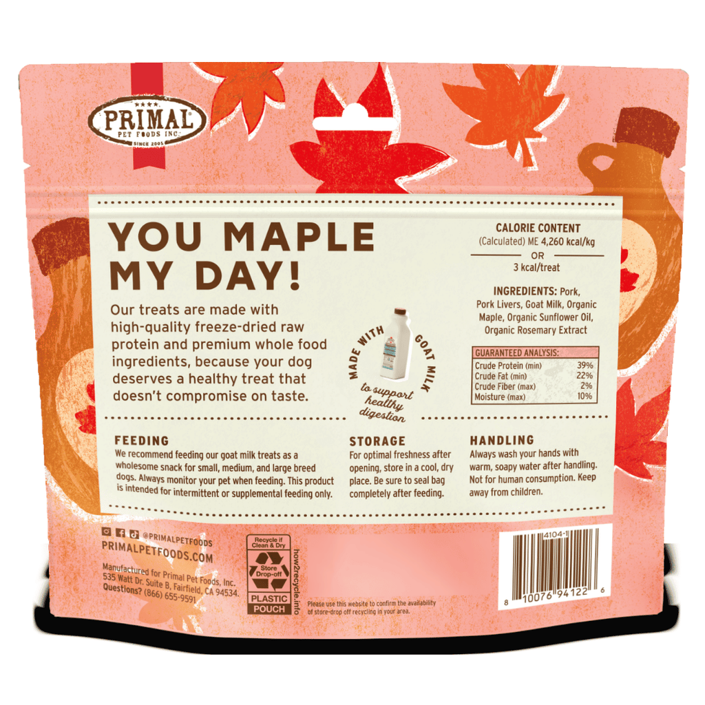 Primal Dog Freeze Dried Raw Treats You Maple My Day - Maple 2oz